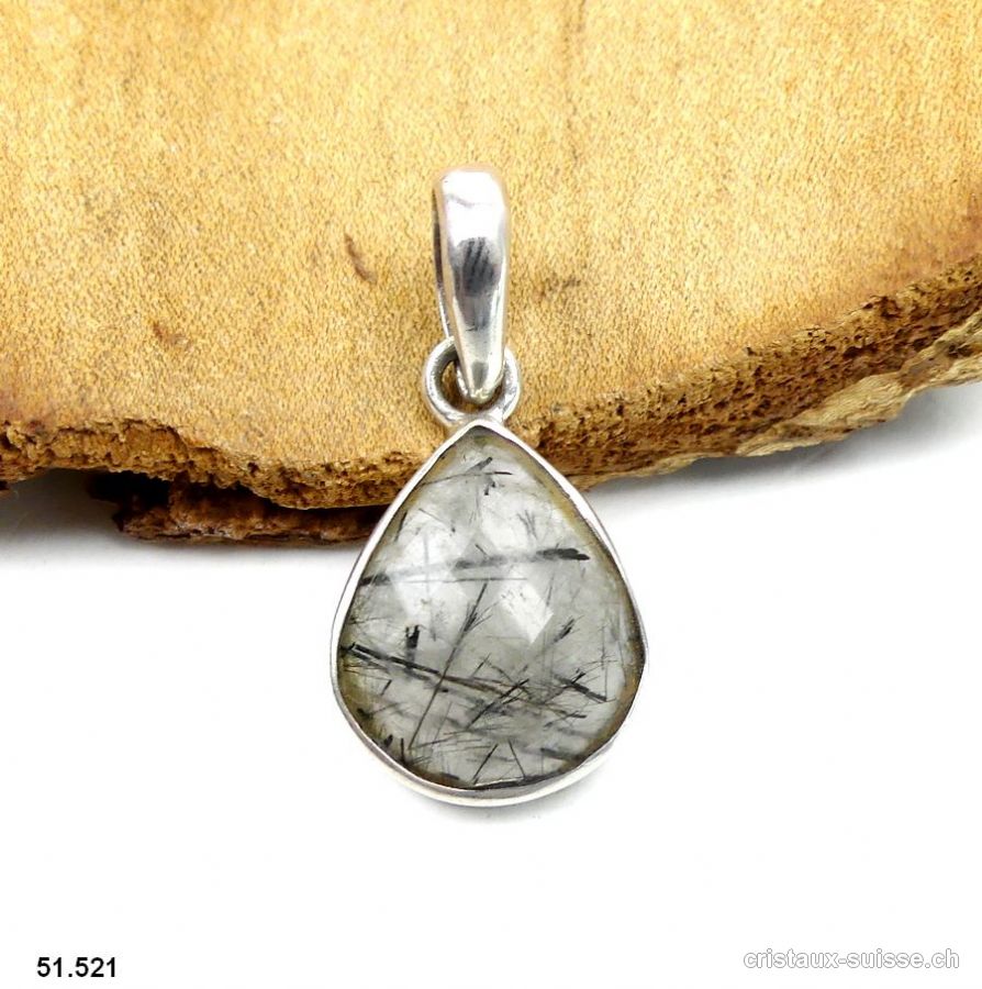 Pendentif Tourmaline - Quartz facetté en argent 925. Pièce unique