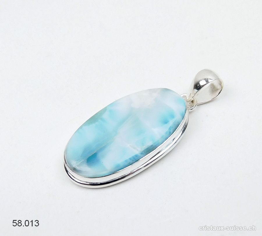 Pendentif Larimar et argent 925. Pièce unique