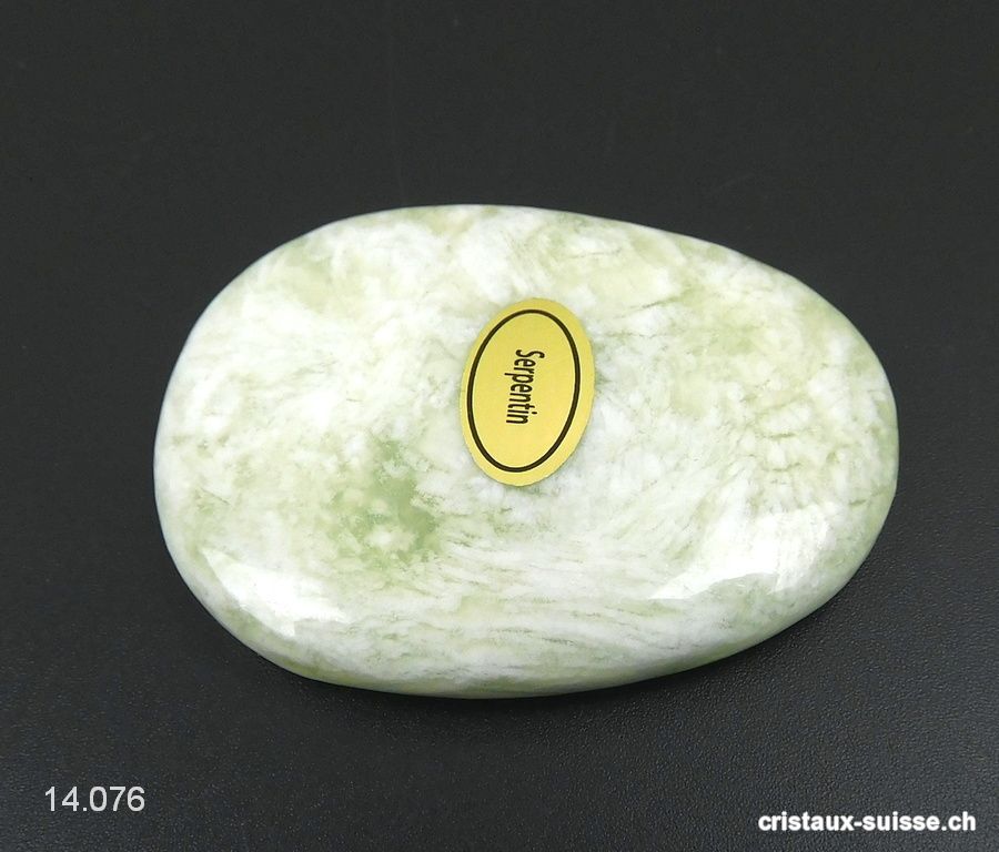 Jade Serpentine verte, pierre anti-stress incurvée 5 x 3,5 cm