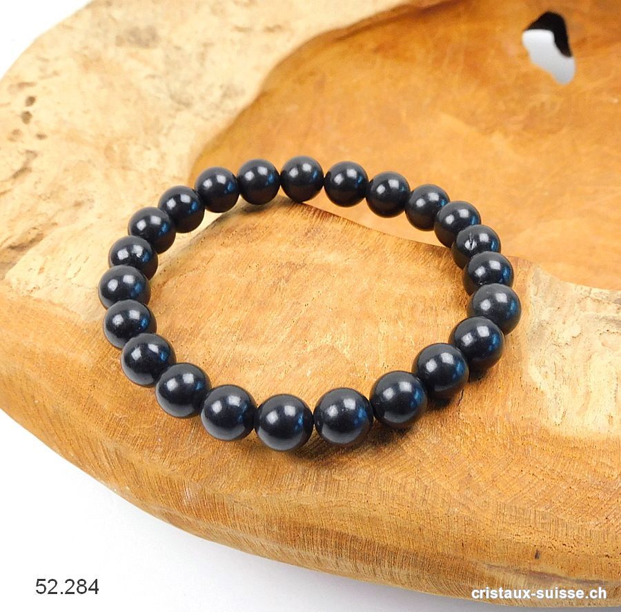 Bracelet Schungite 8,5 mm / 19 cm. Taille M-L