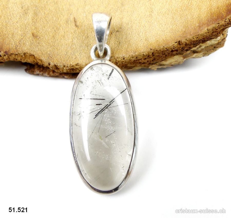 Pendentif Tourmaline - Quartz en argent 925. Pièce unique