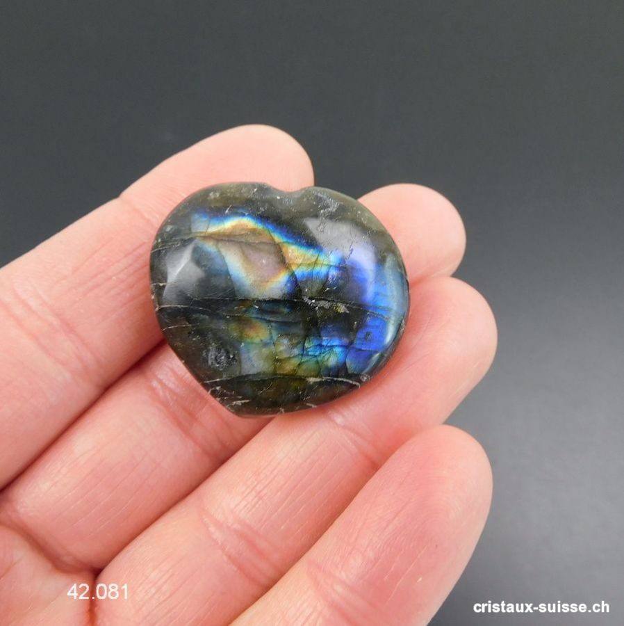 Coeur Labradorite 3 x 2,6 x 1,1 cm. Pièce unique