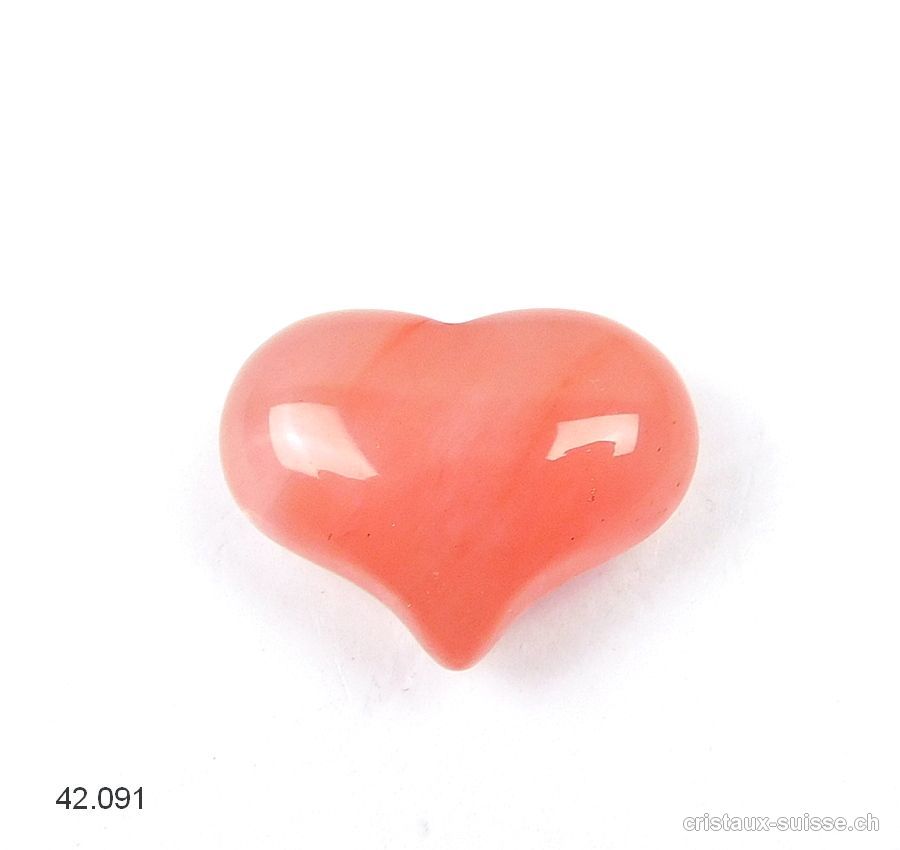 Coeur Quartz pastèque 2,5 x 2 cm. Offre Spéciale