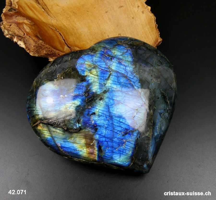 Coeur Labradorite XXL. Pièce unique 730 grammes