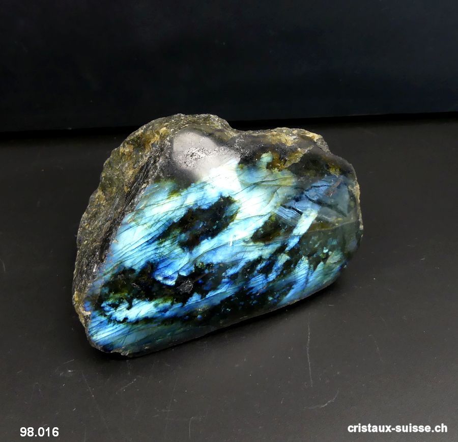 Labradorite brute 1 face polie. Pièce unique 394 grammes