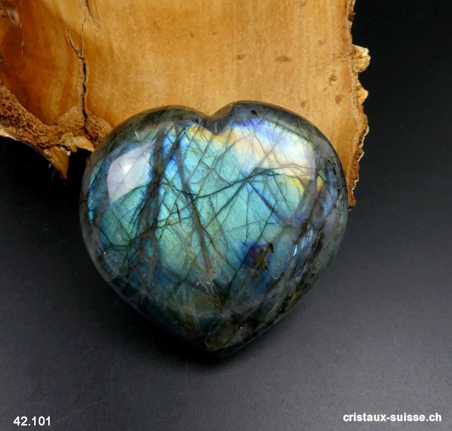 Coeur Labradorite-Spectrolite XL. Pièce unique 250 grammes