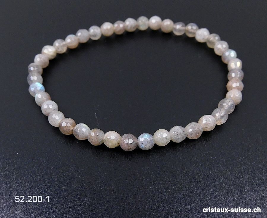 Bracelet Labradorite facettée 5 mm / 21 cm. Taille L-XL