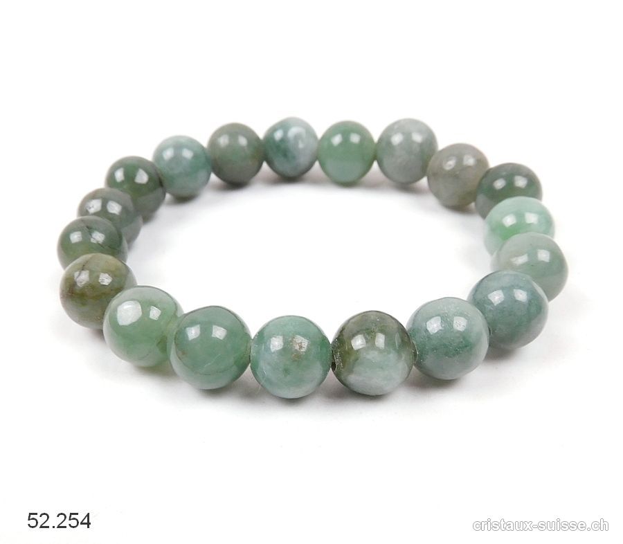 Bracelet Jadéite - Jade noble 10 mm / 18 cm. Pièce unique