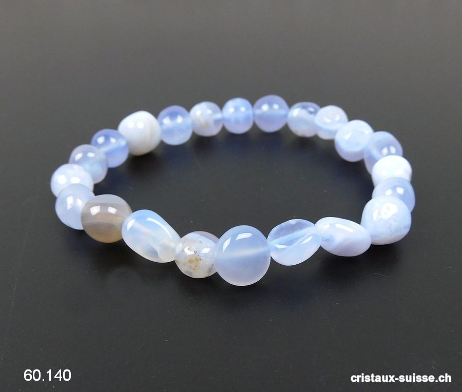 Bracelet Calcédoine bleue 8 - 10 mm / 18 - 18,5 cm