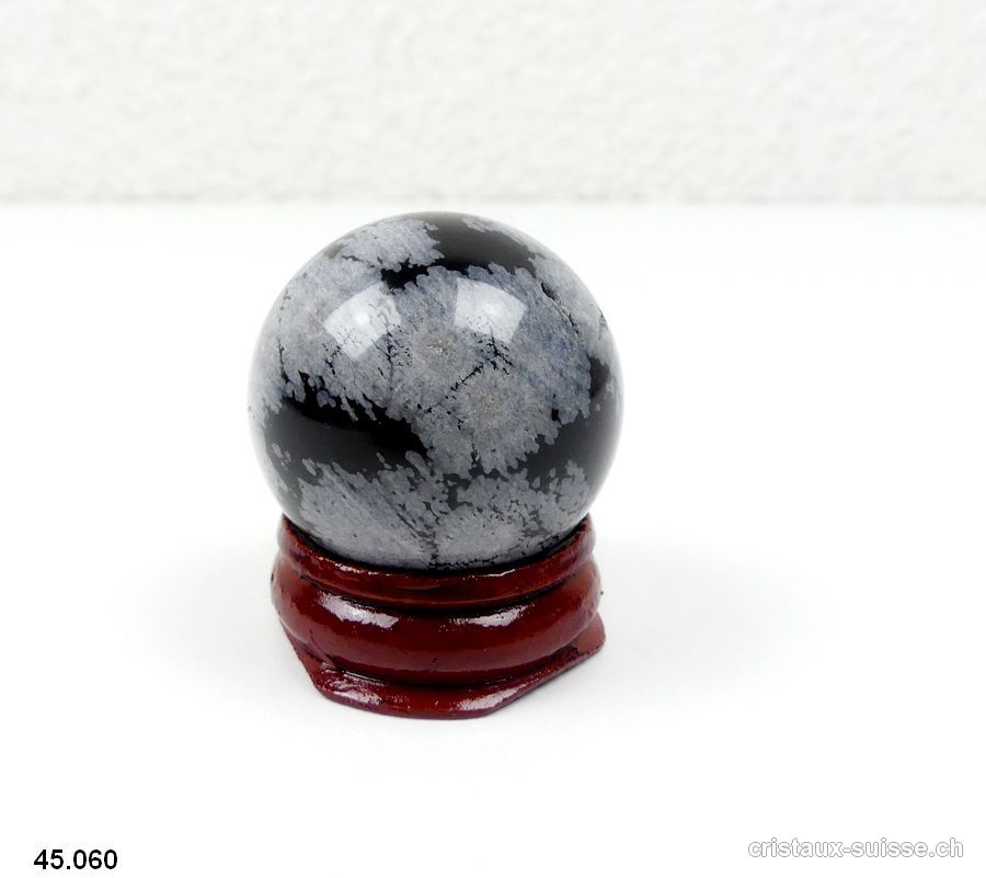 Boule Obsidienne flocon de neige du Mexique Ø 3,1 cm. Pièce unique