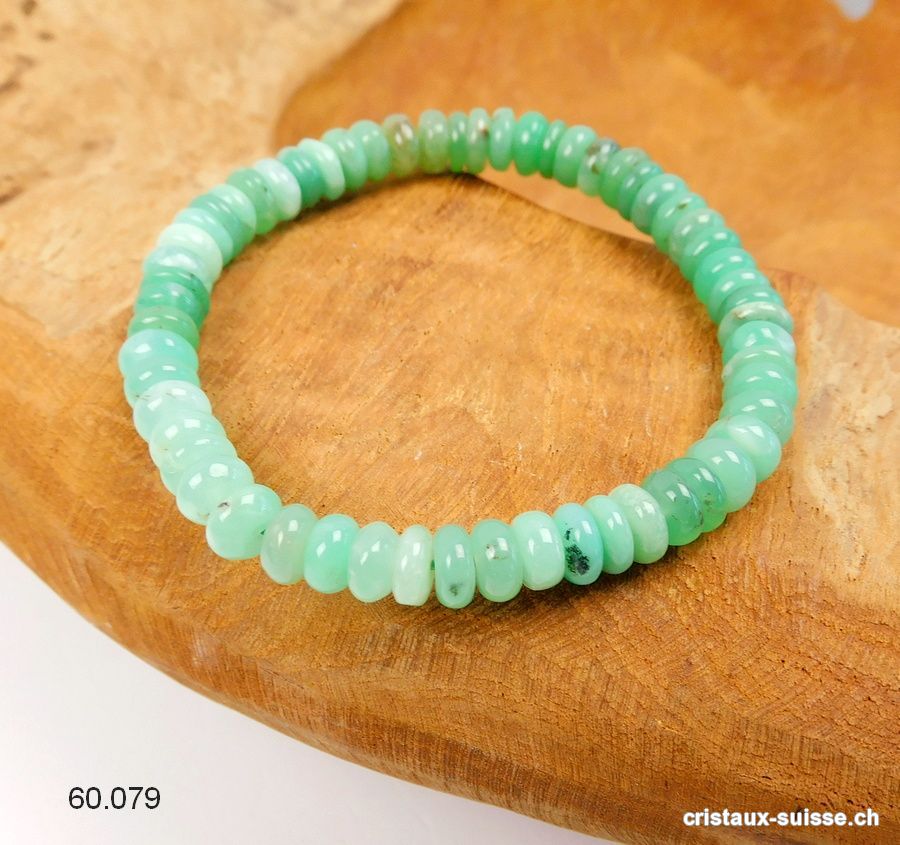 Bracelet Chrysoprase Boutons 6-7 mm / 18,5 cm. Pièce unique