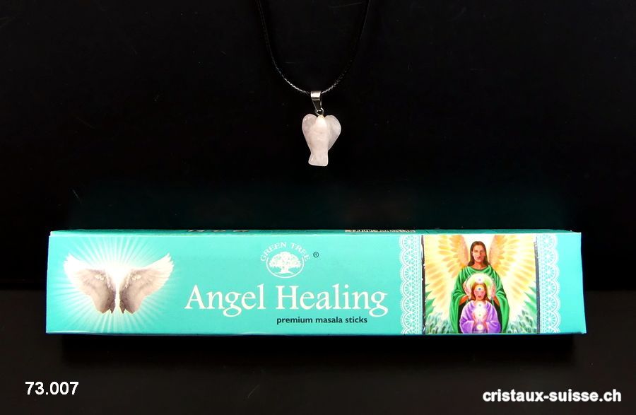 Set Bâtons Encens Green Tree - Angel Healing avec un pendentif Ange Quartz rose