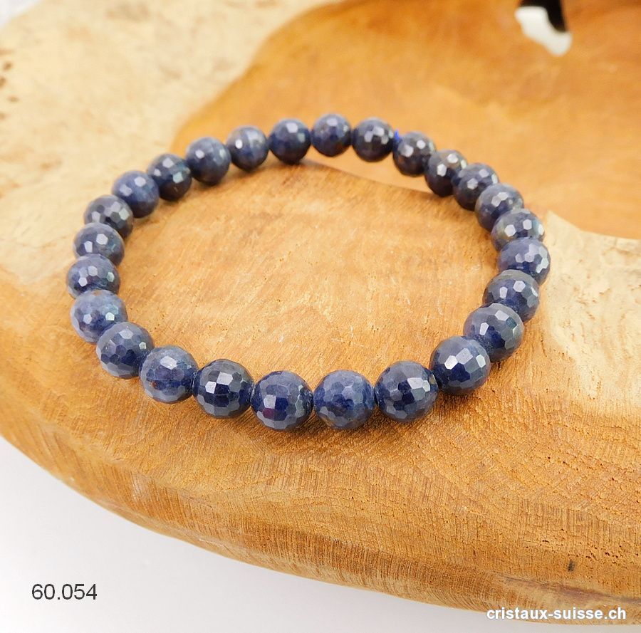 Bracelet Saphir bleu facetté 7 mm / 18  cm. Taille M. Pièce unique