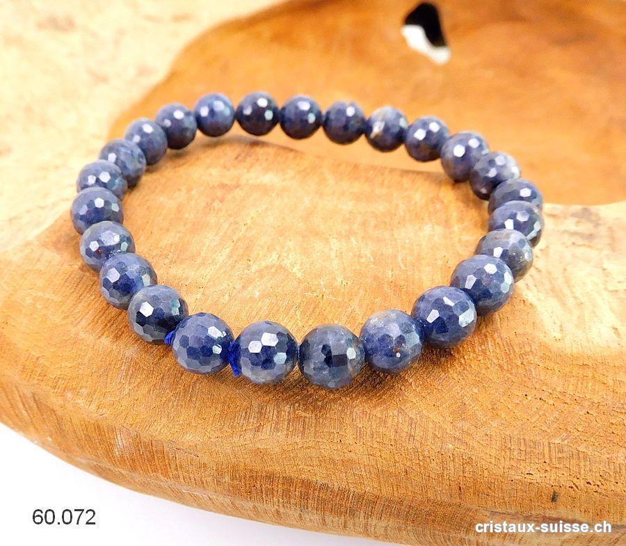 Bracelet Saphir bleu facetté 7,5 mm / 18-18,5 cm. Taille M