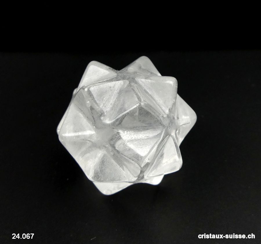 Icosaèdre - Météorite - Cristal de Roche 4 cm. Pièce unique 57 grammes