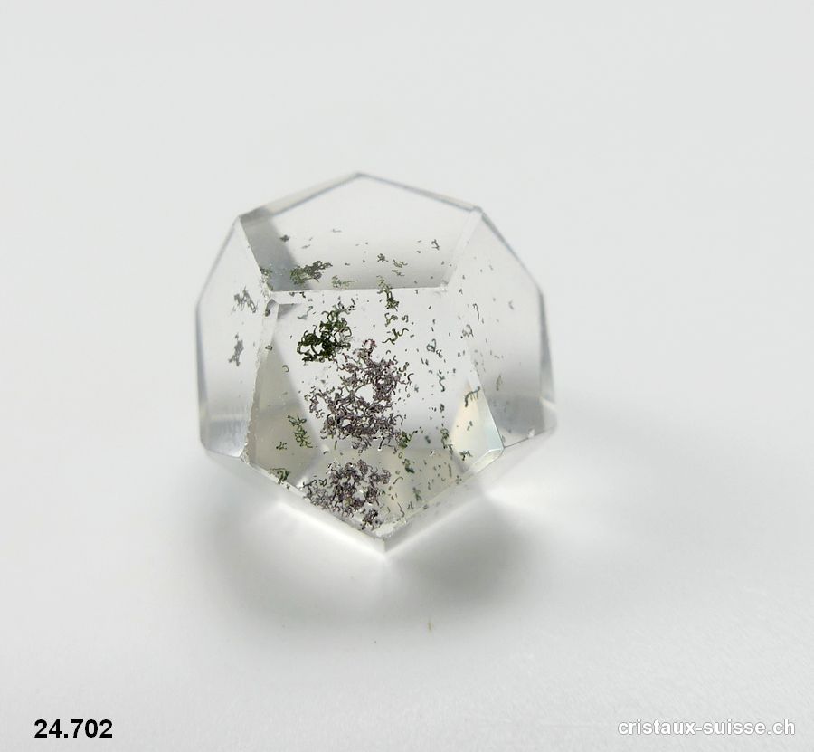 Dodécaèdre Cristal de Roche avec Chlorite, épais. 1.5 cm. Pièce unique