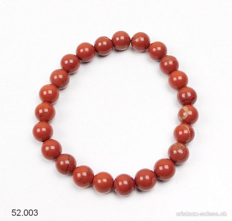 Bracelet Jaspe Rouge 8 mm / 21 cm