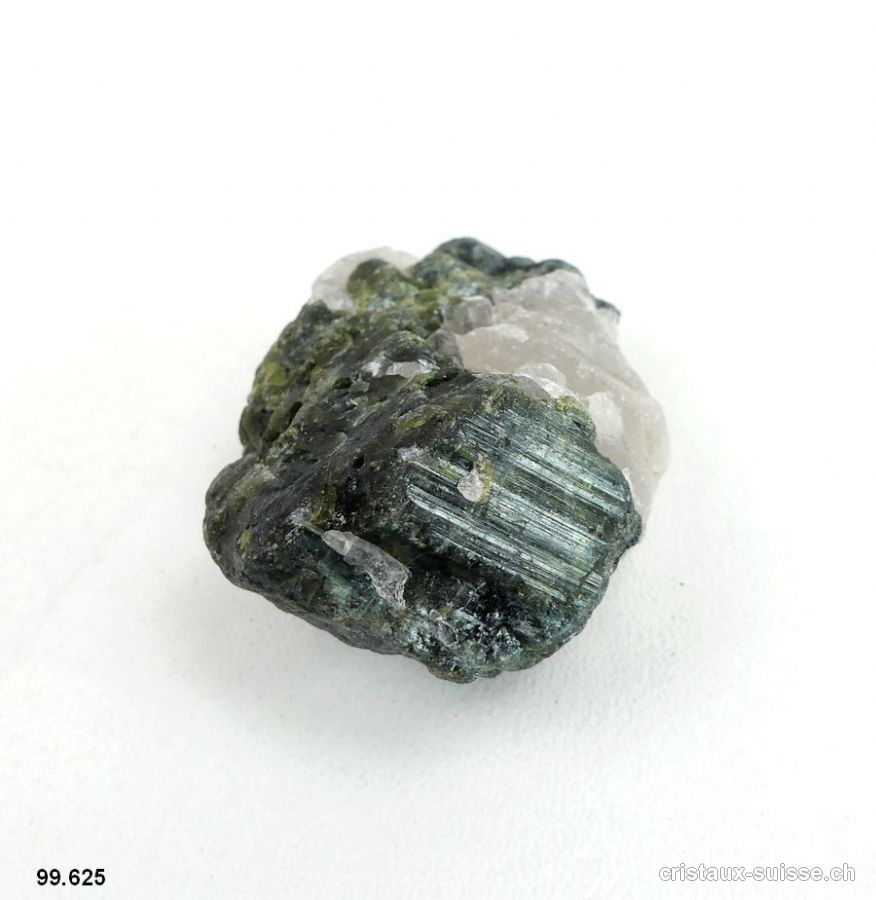 Tourmaline verte cristallisée Quartz. Pièce unique