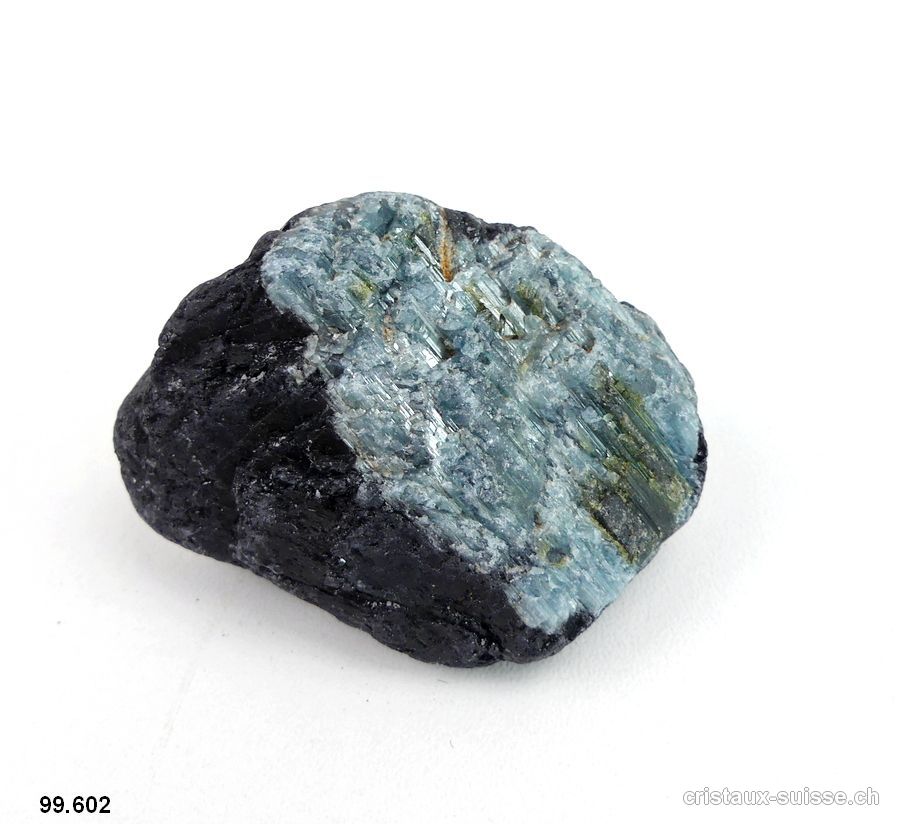 Tourmaline noire, bleue - indigolite et verte cristallisée. Pièce unique