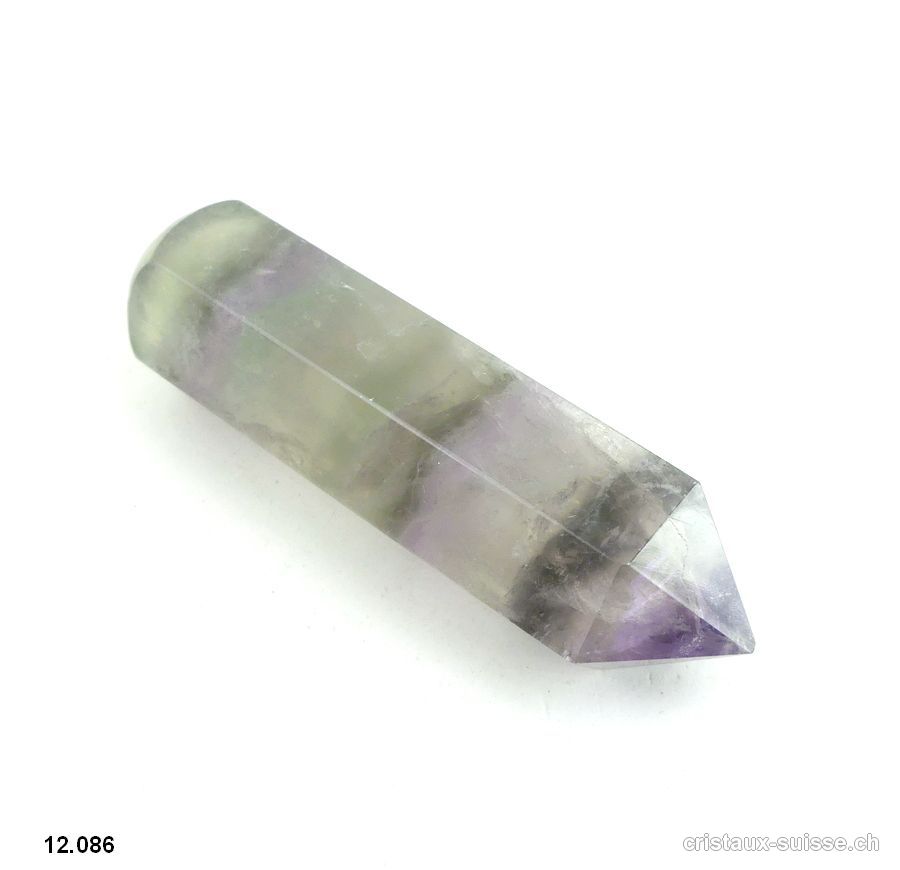 Bâton Fluorite arc-en-ciel hexagonal 7 x 1,8 cm. Pièce unique