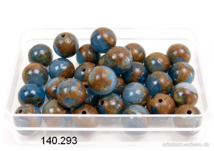 Agate Aqua-Terra foncée, boule percée 8 - 8,5 mm