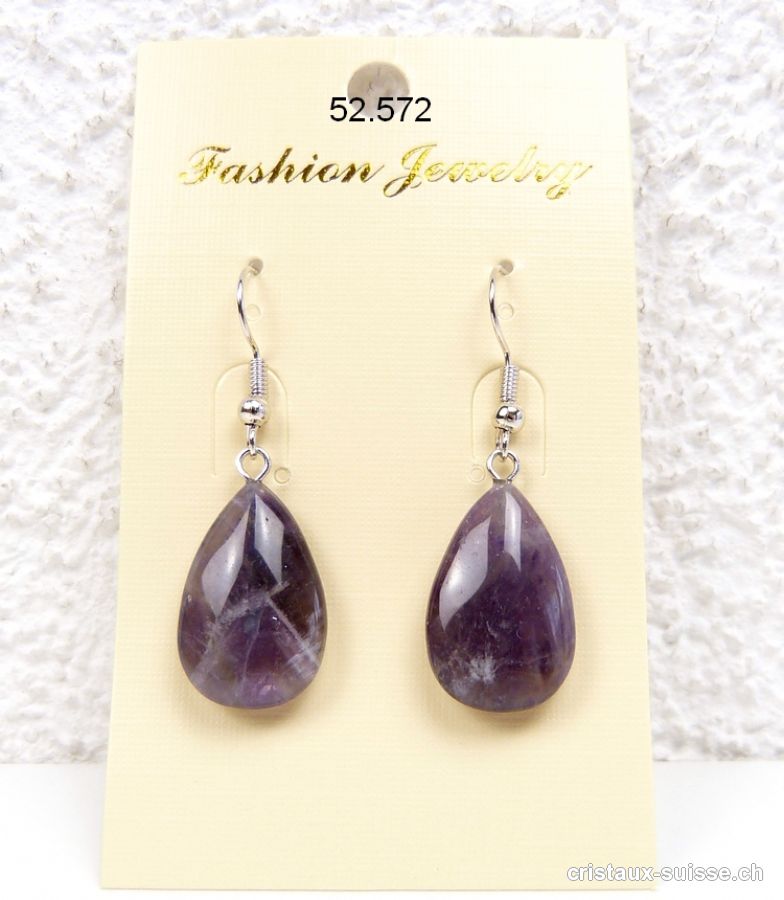 Boucles d'oreilles Goutte Améthyste 2 cm. Offre Spéciale