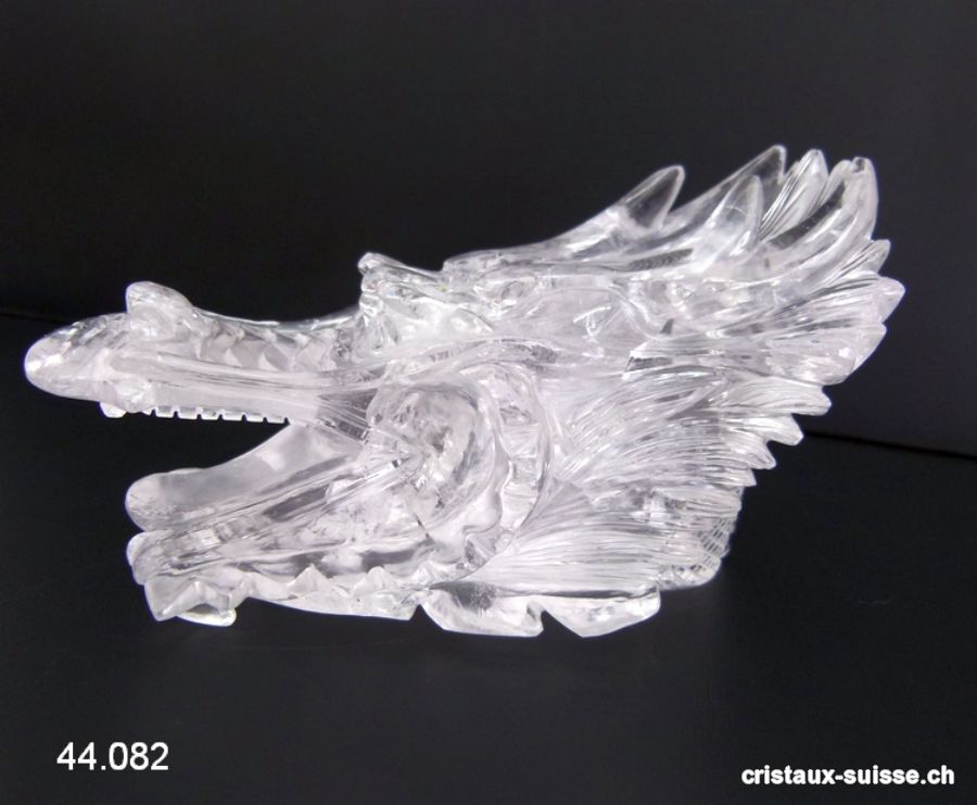 Crâne Cristal de Roche DRAGON 13 cm. Pièce unique 568 grammes. Qualité A