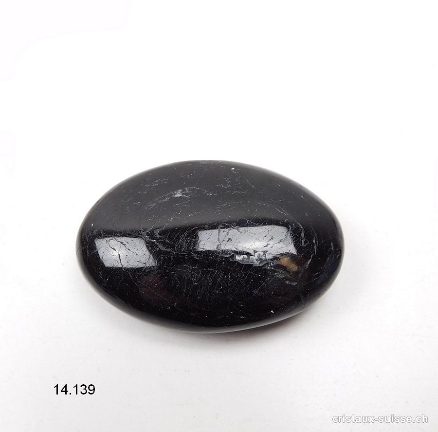 Tourmaline noire - Schörl pierre antistress arrondie 4,5 x 3 cm. OFFRE SPECIALE