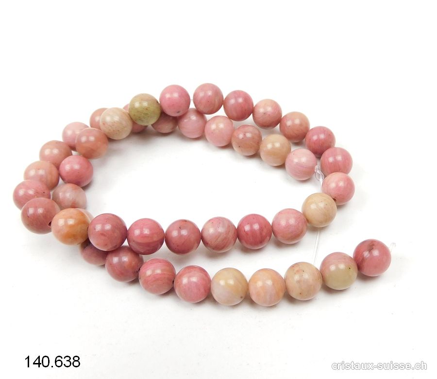 Rang Rhodonite rose - beige 8 mm / 37,5 cm, env. 47 boules. Offre Spéciale