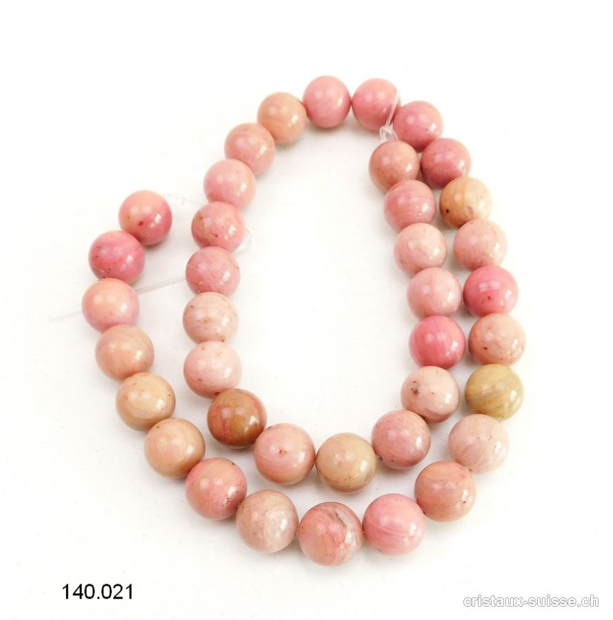 Rang Rhodonite rose - beige 10 - 10,5 mm / 36 cm, env. 38 boules. Offre Spéciale