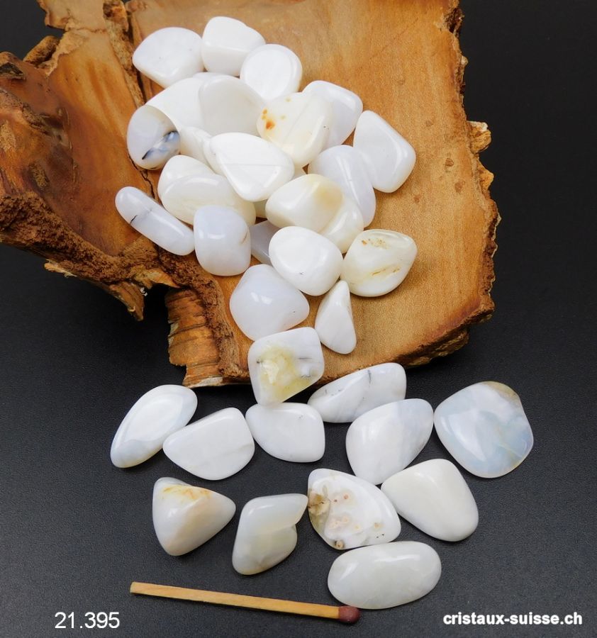 Opale des Andes blanche avec inclusions naturelles 1,2 - 1,5 cm. Taille XS