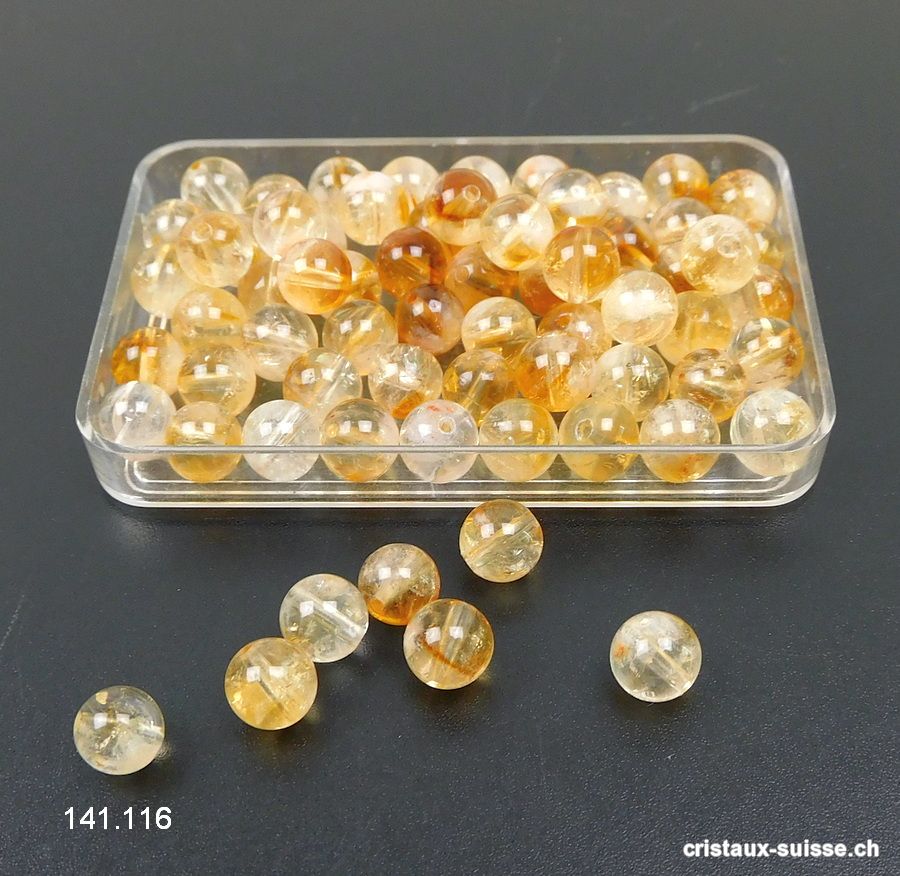 Citrine, boule percée 6,2 - 6,8 mm