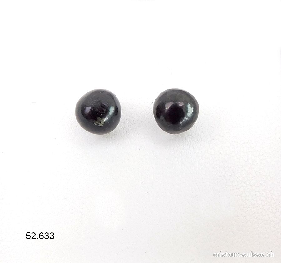 Clous d'oreille Schungite, boule 5 - 6 mm en argent 925 Rhodié. Offre Spéciale