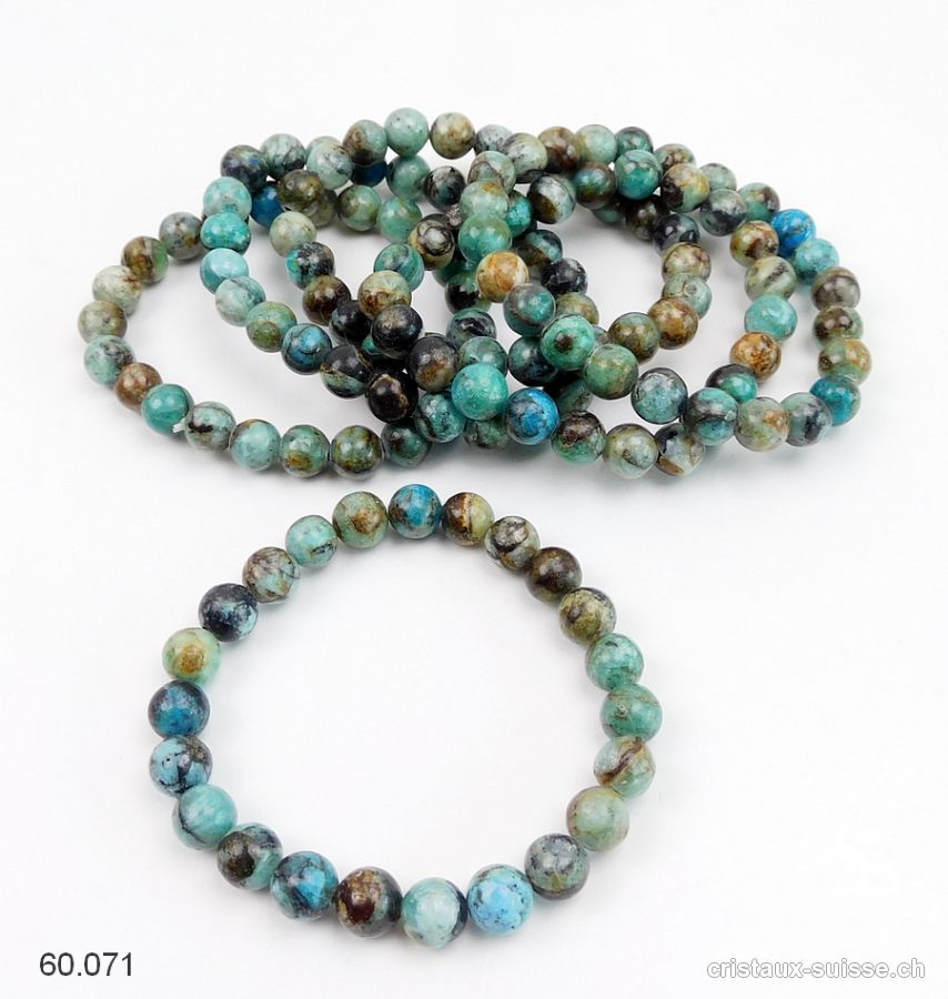 Bracelet Opale des Andes bleue - Chrysopale 8-8,5 mm / 18,5 cm