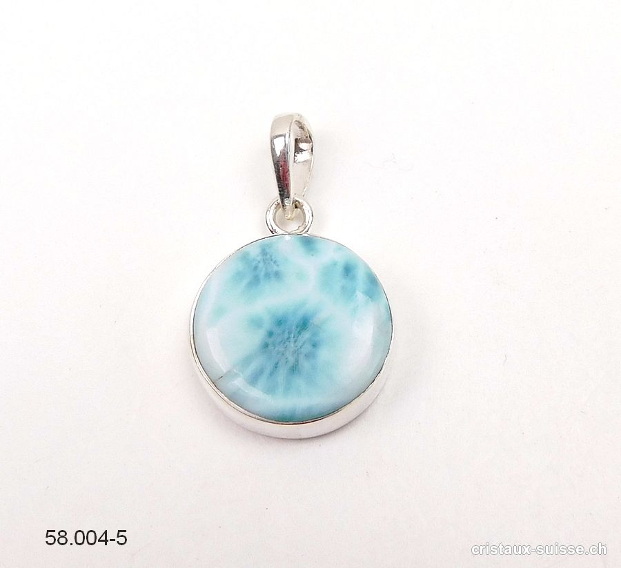 Pendentif Larimar 1,8 cm en argent 925. Pièce unique