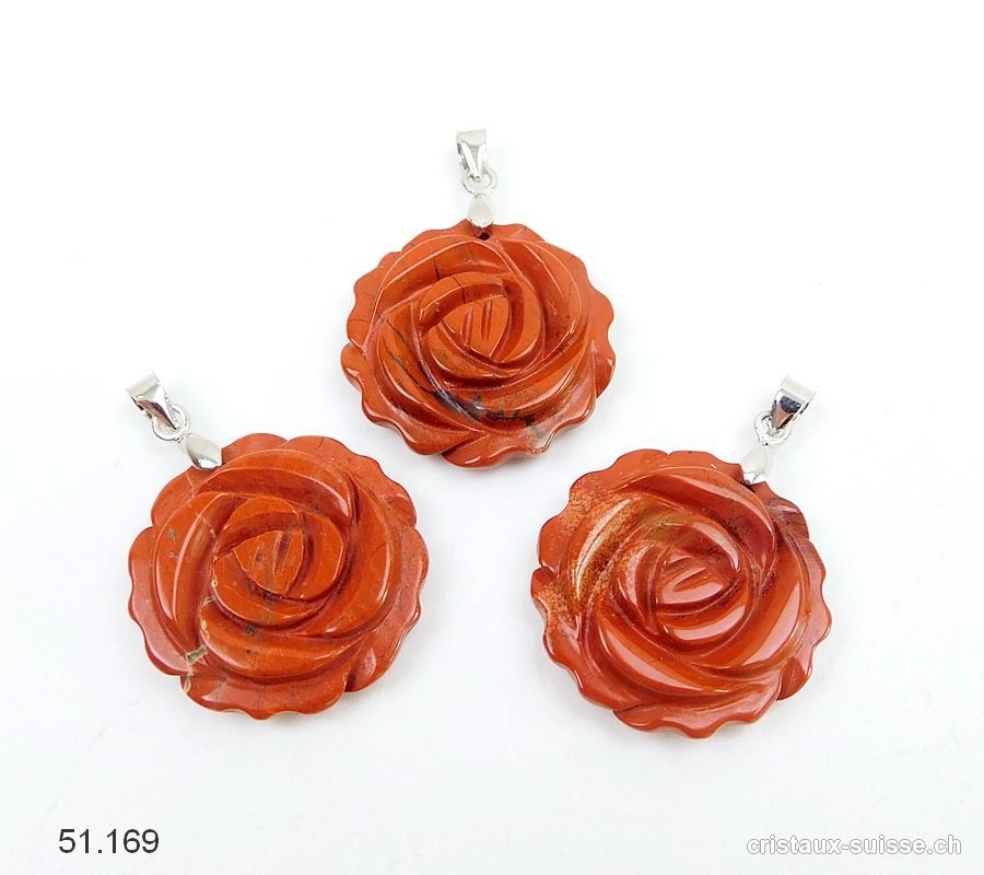 Pendentif Jaspe rouge - ROSE 2,5 cm