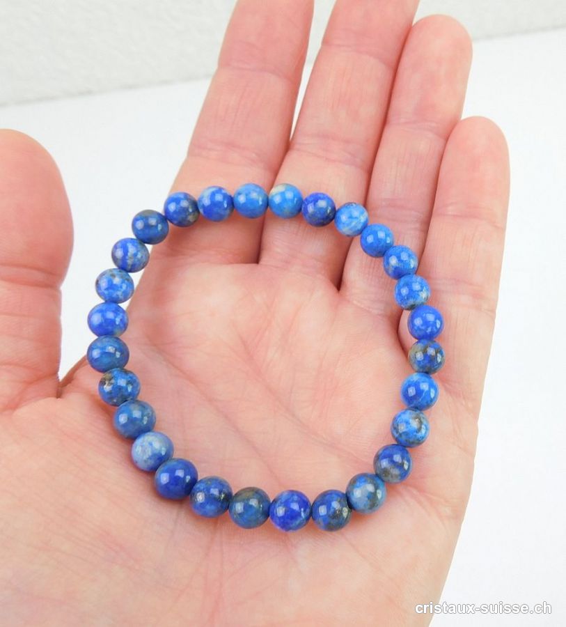 Bracelet Lapis-lazuli 6,5 mm / 18 cm. Pièce unique