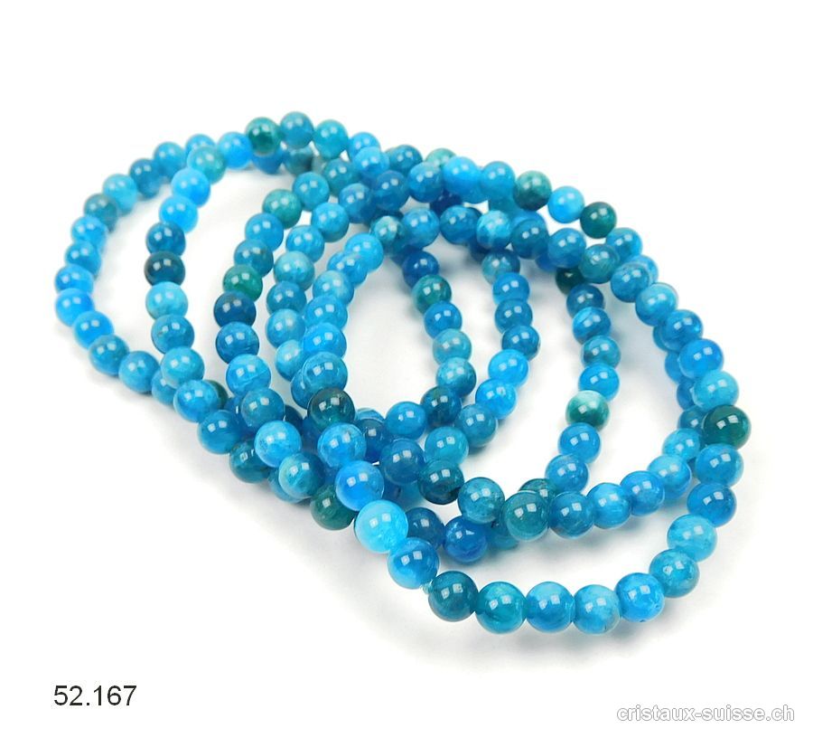 Bracelet Apatite bleue 6 - 6,5 mm / 18 cm