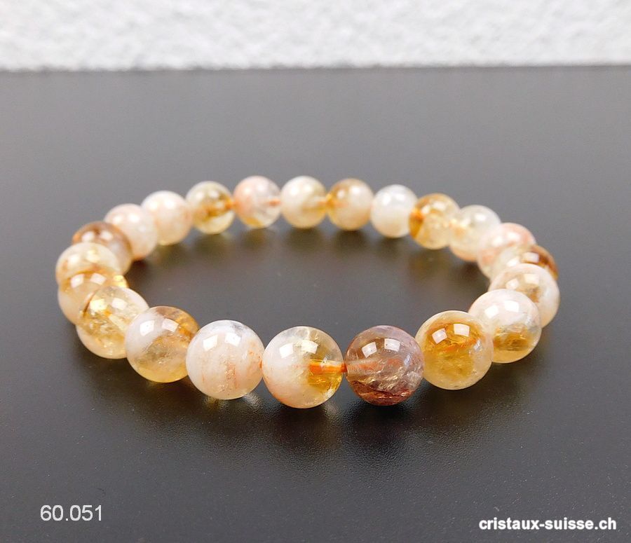 Bracelet Citrine 8-8,5 mm, élastique 18,5 cm. Taille M