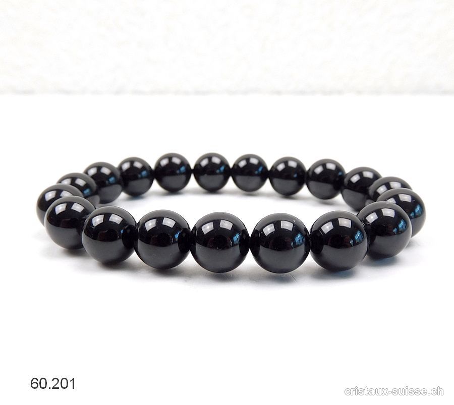 Bracelet Tourmaline noire 10-10,5 mm, élastique 19 cm