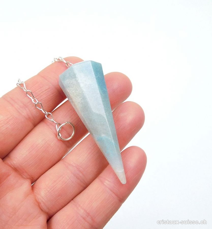 Pendule Aventurine bleue facetté 5,2 cm. Pièce unique