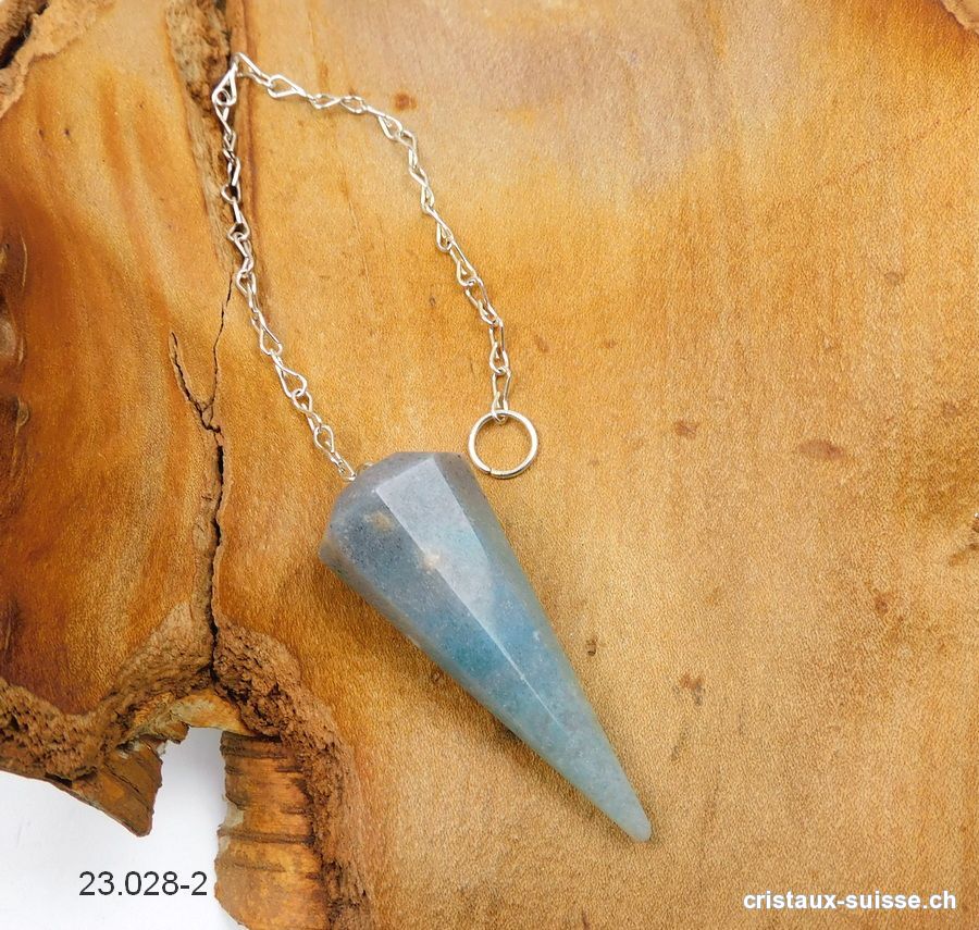 Pendule Aventurine bleue facetté 4,7 cm. Pièce unique