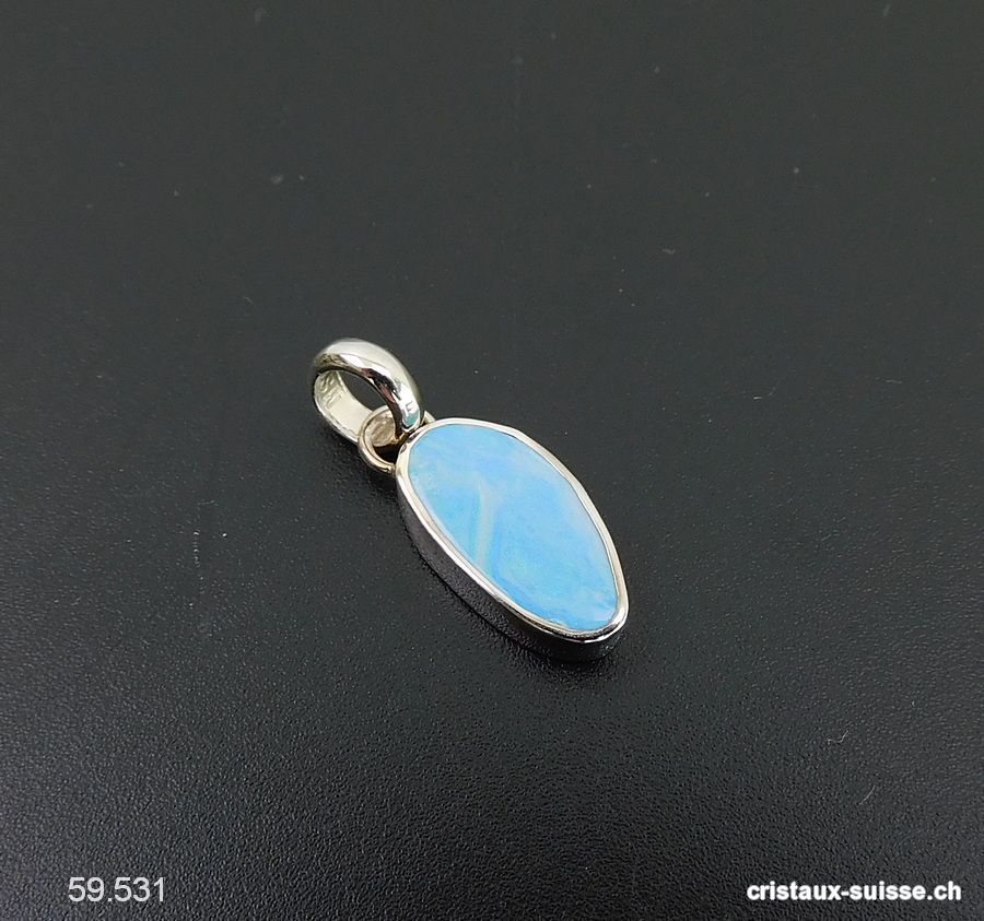 pendentif Opale doublette d'Australie en argent 925 platiné. Pièce unique