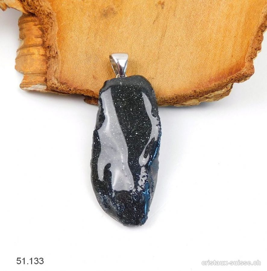 Pendentif Specularite des USA et boucle argent rhodié. Pièce unique