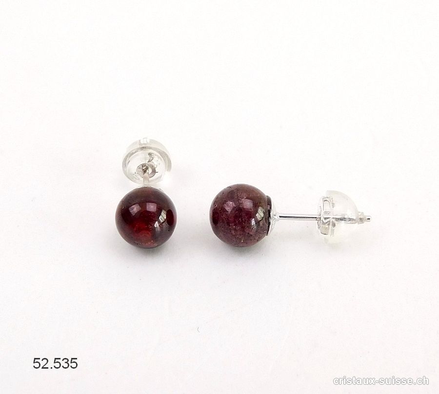 Clous d'oreilles Grenat boule 6 mm en argent 925