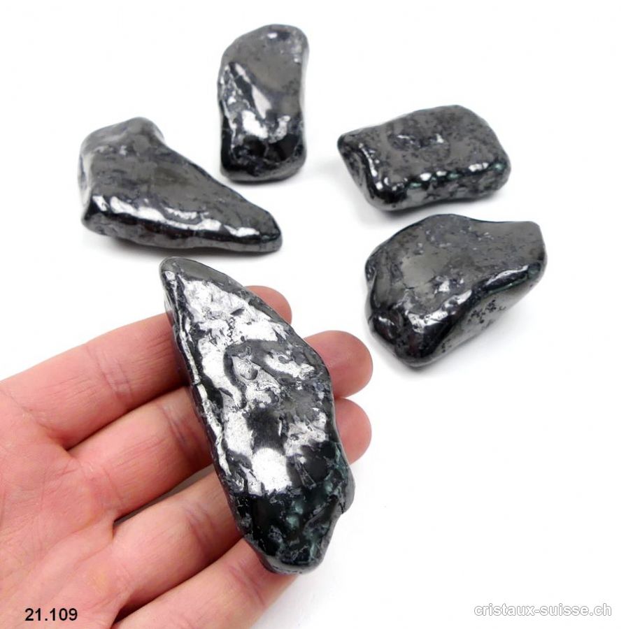 Schungite argentée forme libre 5 - 7 cm / 47 à 52 grammes. Taille XXL