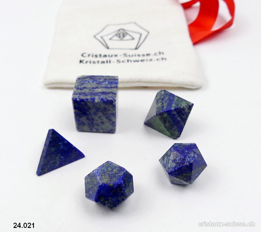 5 solides de Platon Lapis-lazuli. Pièce unique