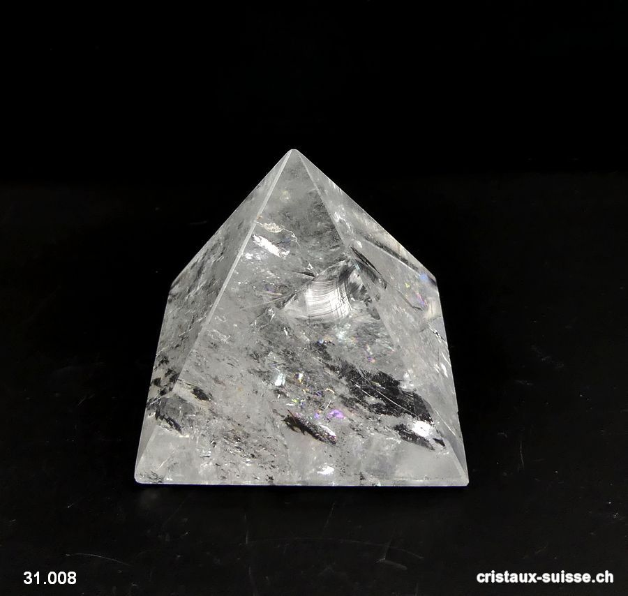 Pyramide Cristal de Roche, base 4,5 x haut. 4 cm. Pièce unique