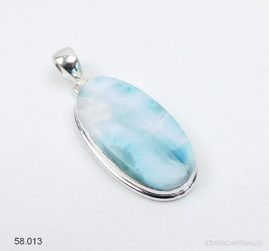 Pendentif Larimar et argent 925. Pièce unique