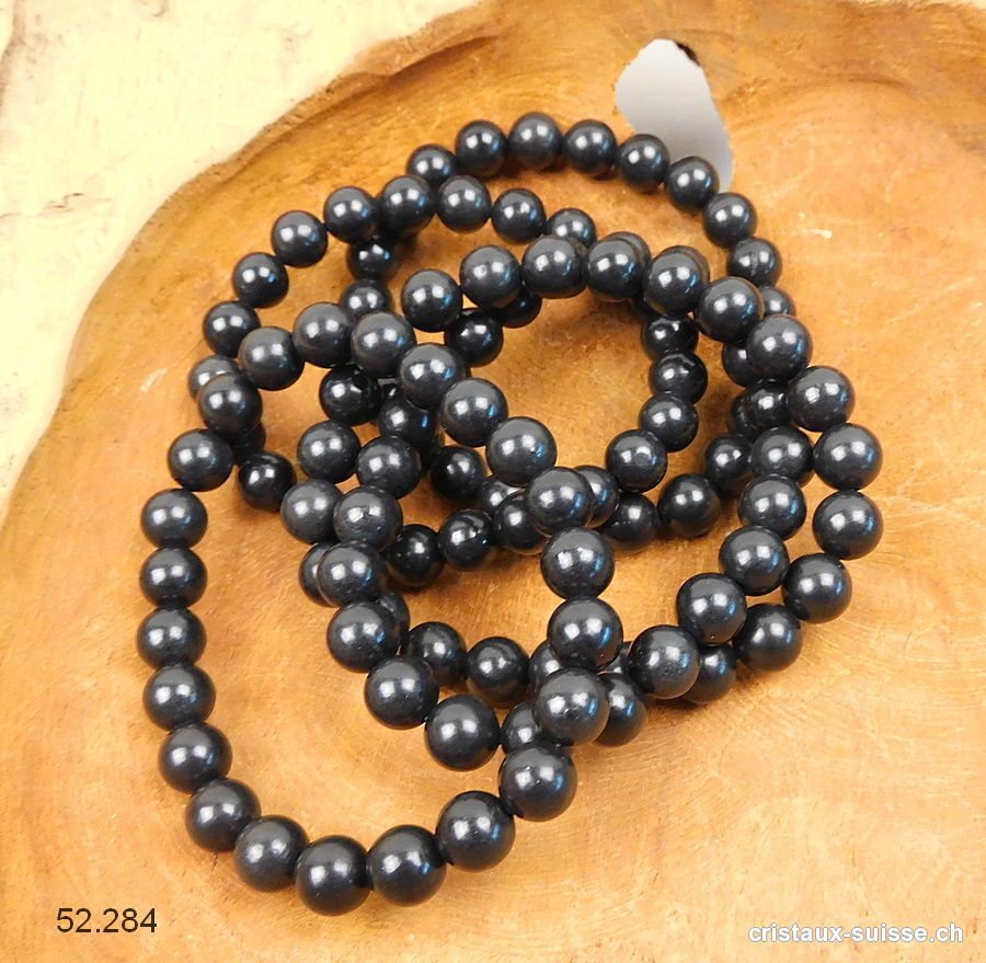 Bracelet Schungite 8,5 mm / 19 cm. Taille M-L